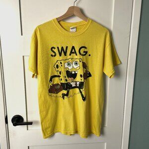 Mens Nickelodeon Spongebob Squarepants Swag Yellow Graphic Tee
